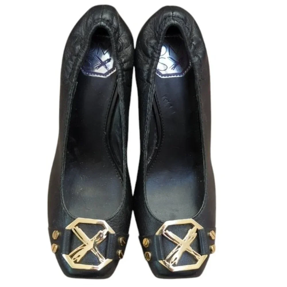 Donald J. Pilner DMSX Nance Black Dress Wedges EUC